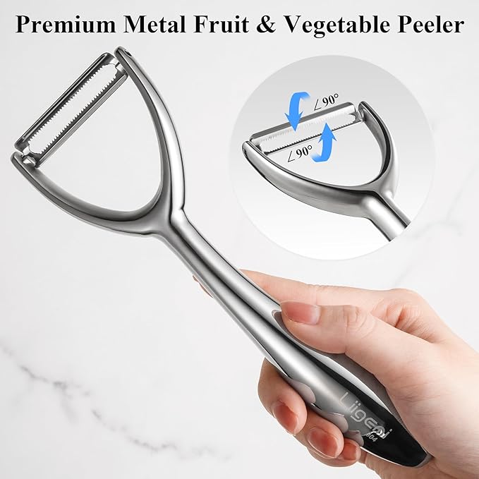 LIIGEMI Vegetable and Fruit Peeler，Comfortable Y Shaped Hand Peeler for Kitchen，Stainless Steel Veggie Potato Peeler