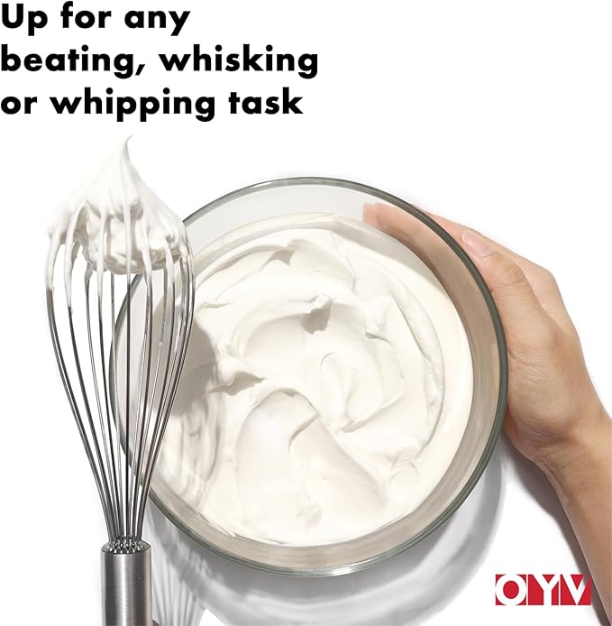 8" Whisk, Ergonomic Handle, Dishwasher Safe 18/10 Stainless Steel Whisk, Professional Kitchen Metal Wisk, Perfect for Whisking, Blending, Beating, and Baking