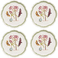Portmeirion Botanic Garden Lotus Blossom Dinner Plates, Set of 4 - Mexican Lily Porcelain Plates with Butterfly Motif, 11.25" Floral Shape for Dining or Display - Oven, Microwave & Dishwasher Safe