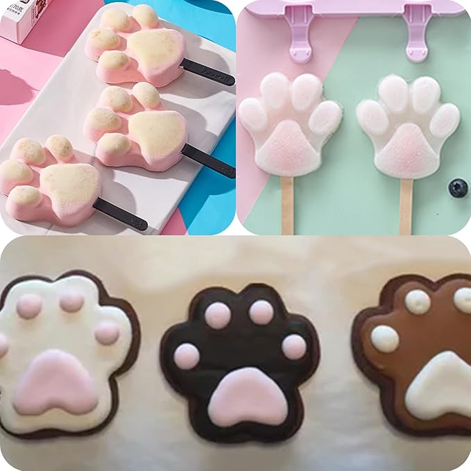 2 PCS Silicone Molds,Dog Treat Molds for Baking,Non-Stick Gummy Molds,Silicone Dog Paw Molds for Chocolate, Candy,Pudding, Jelly,Ice Cube,Biscuits,Puppy Dog Treats Mold