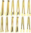 CHENGU 12 Pack Stainless Steel Tongs 6 Inches Food Serving Clip Kitchen Cooking Tongs High Heat Resistant Clips for Non Stick Cooking Grip for Ribs, Steak and Grill Salad