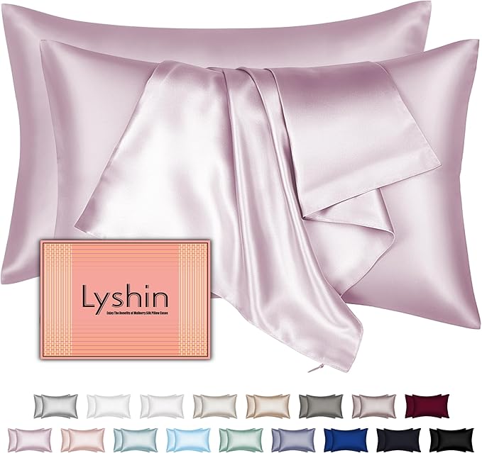 Mulberry Silk Pillow Cases 2 Pack King Size 20x36 Inches with Hidden Zipper, Ultra Smooth and Soft Breathable Cooling Silk Satin Pillowcase Set of 2, Better for Hair and Skin, Gifts for Women Men