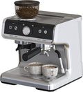 Garvee Super Automatic Espresso Machine with TFT Display, Auto Milk Frother & Grinder, 20 Bar, 6 Custom Drinks, Chrome-Silver with Gold Accents, Compact for Home Barista