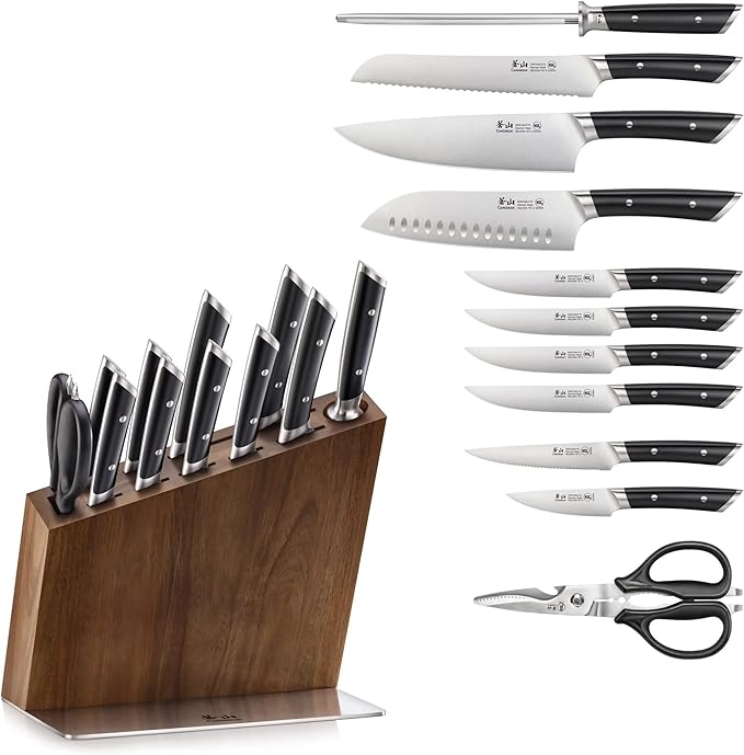 Cangshan HELENA Series German Steel Forged, HUA Knife Block Set (12-Piece, Black)