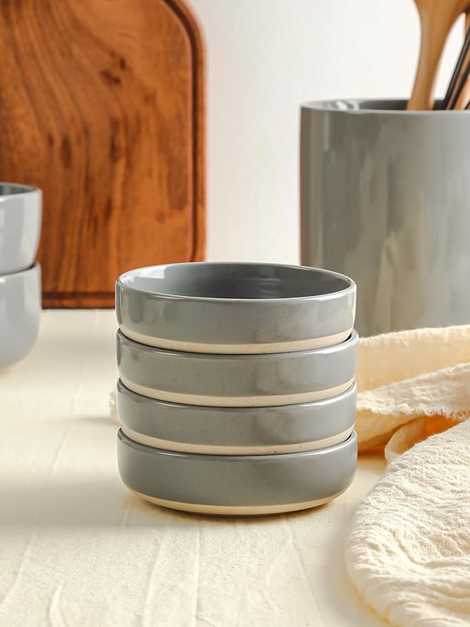 famiware Milkyway Ceramic Soy Sauce Dish, Dipping Bowls Set of 6, Dipping Sauce Bowls/Dishes, 4oz Small Serving Bowls for Side Dishes, Condiment, Sushi, Appetizer, Dessert, Dark Gray