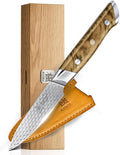 KYOKU 3.5" Paring Knife with Non-Stick Koi Scale Pattern, Japanese VG10 Stainless Steel Small Chef Knife with Sheath & Gift Box, Shogun Koi Series Full Tang Peeling Knife with Camphorwood Handle