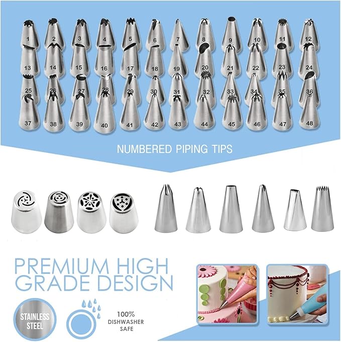 268PCS Cake Decorating Kit - Cake Decorating Tools with Cake Turntable, Piping Bags and Tips Set, 2 Icing Spatulas, 3 Cake Scraper, Russian Piping Kit - Baking Supplies for Beginners