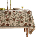 ISAENNE Designer Christmas Beige Linen Rectangular Tablecloth,Pinecones Pattern Indoor Tablecloths,Washable Decor Table Cloth for Dining Thanksgiving Kitchen Christmas,55"*87"-Carol B