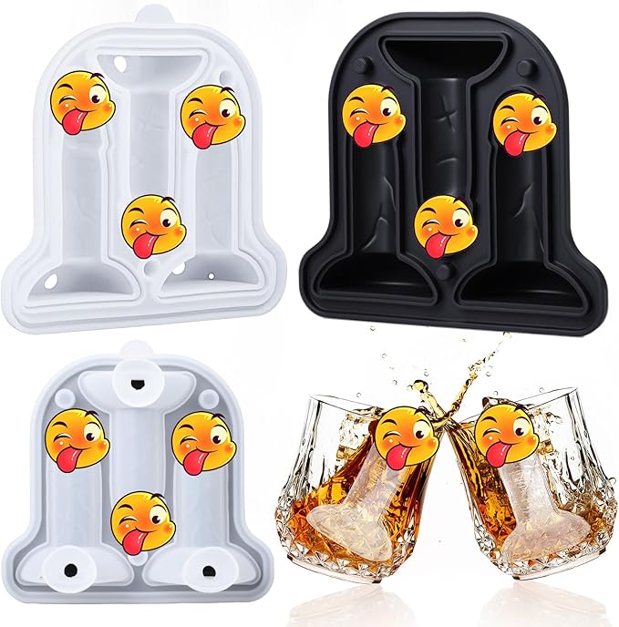 Hoolerry Ice Cube Molds Cube Trays Fun Shapes Silicone Ice Ball Maker with Lid for Whiskey Cocktails Juice Drinks Beverage Crafting Accessories White Elephant Gifting(Black,Classic Style)