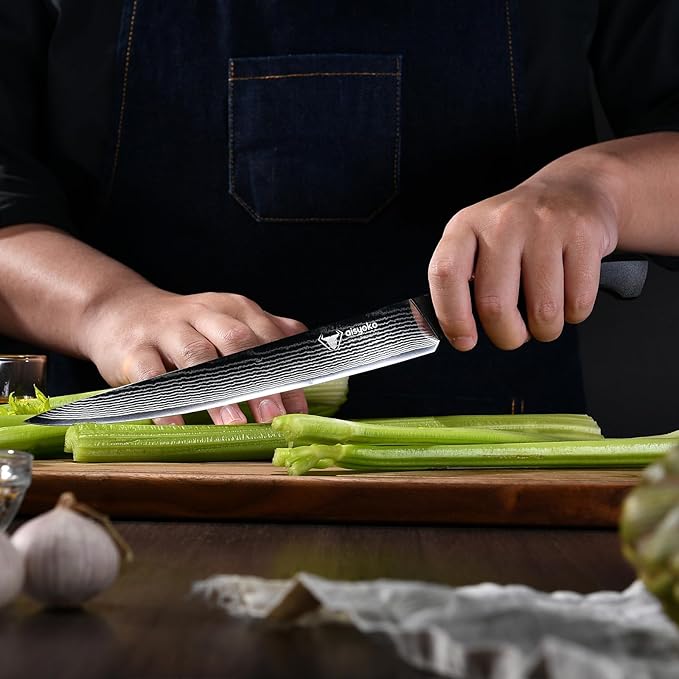 Slicing Knife 9", Long, Thin Blade, Allows for Cleaner Cuts to Preserve Juices and Flavor, Cutluxe Meat Carving Knife – Turkey Carving Knife,All Tang non-slip handle design,Premium Gift Box