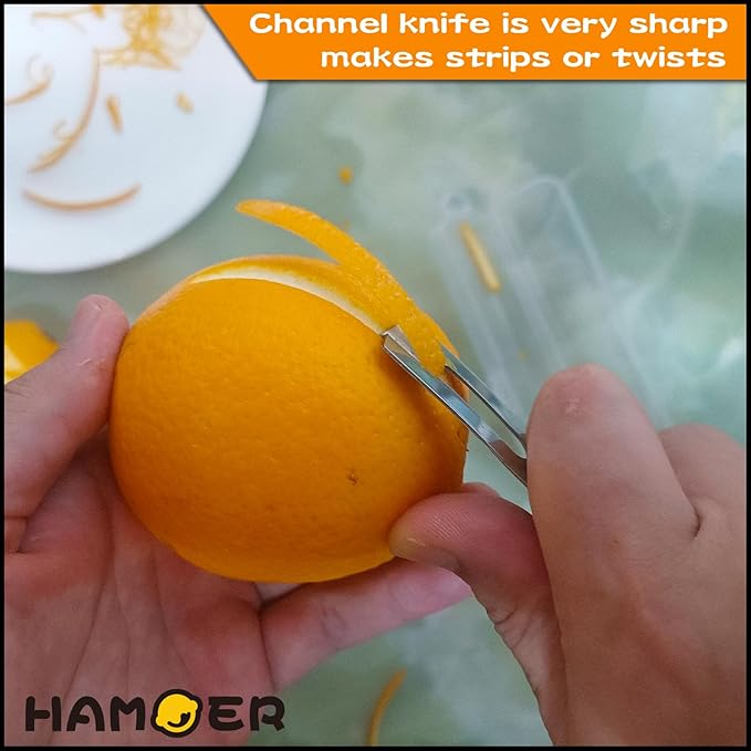 Lemon Zester Grater Channel Knife Handheld for Bar Kitchen full Stainless Steel tool set