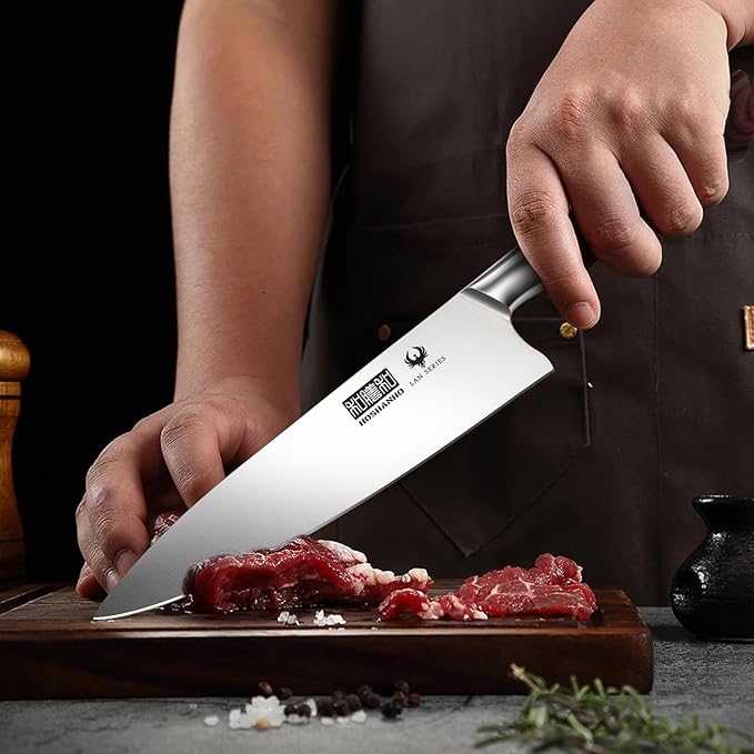 HOSHANHO 3-Piece Kitchen Knife Set, Ultra Sharp Chef/Santoku/Paring Knives,Professional High Carbon Steel Knives with Ergonomic Handle, Ideal Cooking Gift Set