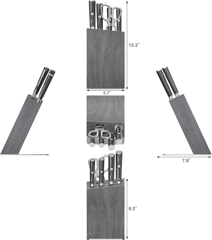 Cangshan YARI Series HUA Knife Block Set, X-7 Damascus Steel, Ash Wood Block (6-Piece)