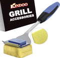 Grill Cleaning Brush Bristle Free for Outdoor Grill Brush Extended Handle for Cast Iron Stainless-Steel Grates, Replaceable BBQ Cleaner Brush Head, Steam Safe Grill Brush with Scraper, Purple