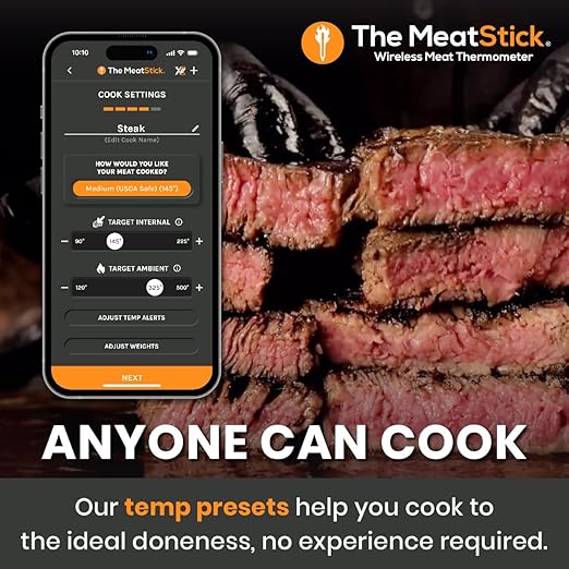 MeatStick X- Wireless Meat Thermometer for Grilling and Smoking, Smart Meat Thermometer 500ft+ Range, Grill Thermometer, Meat Probe for Smoker, Bluetooth Temperature Probe