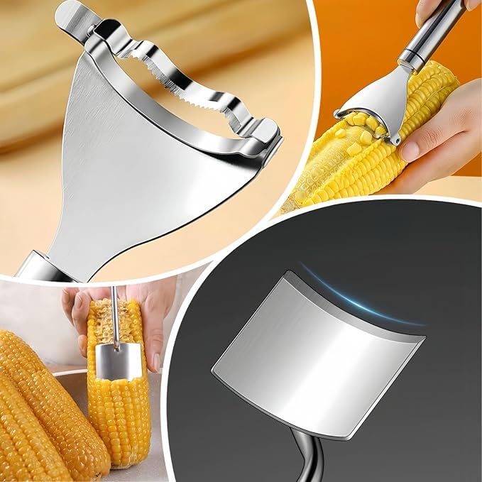 AYUCOPLEX Corn Stripper and Peeler Set, 2-Piece Kitchen Tool for Fresh Corn on The Cob, Hand-operated Vegetable Peelers Professional Corn Kernel Remover with Comfort Grip