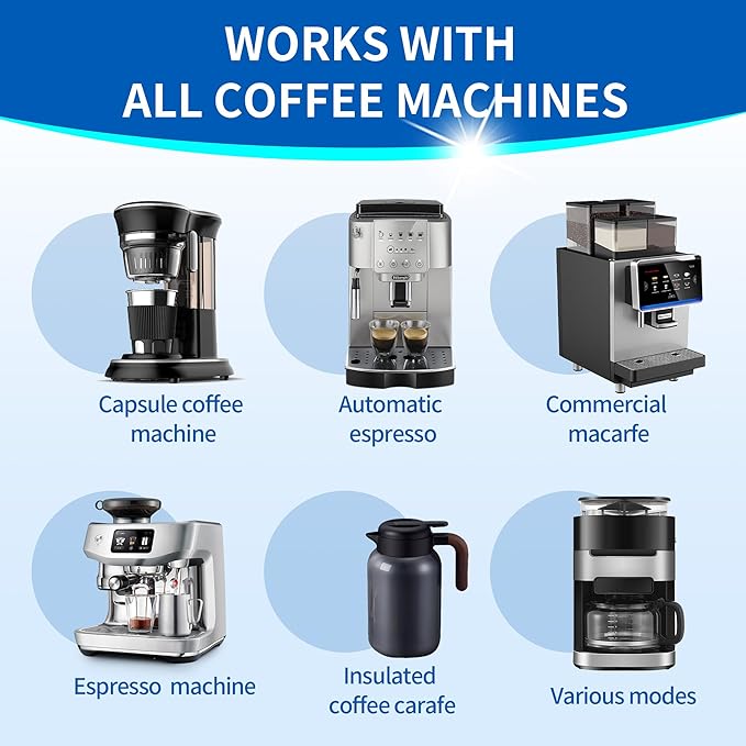 48 Pack Coffee Machine Descaler &Cleaner Tablets-2-Years Supply,Deep Cleans Limescale&Coffee Oils,Universal for Single-Serve Pod,Drip,Espresso Makers,Eliminates Odors&Residue-Free for Keurig Descaling