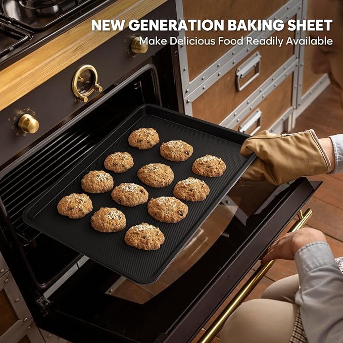 Jelly Roll Pan 15.3” x 11.3” Cookie Sheets for Baking 0.8mm Thick Non Stick Baking Sheets for Oven Heavy Duty Baking Trays