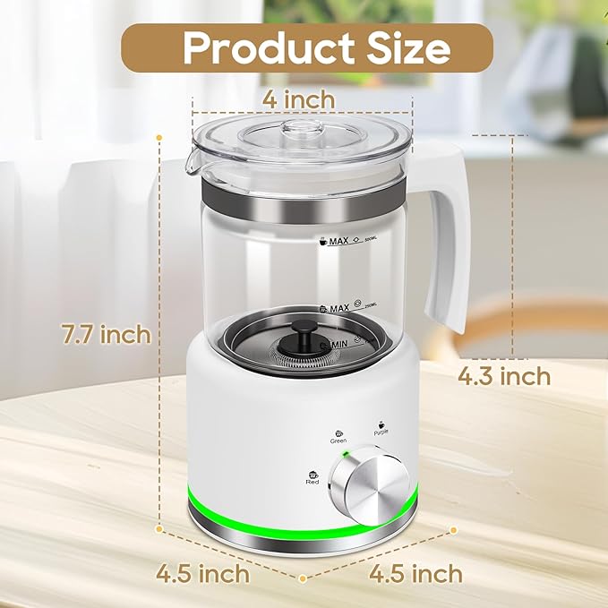 Milk Frother, 16.9 OZ Milk Frother and Steamer, 4 in 1 Electric Milk Frother Dishwasher Safe Durable Silent Frother for Coffee Hot and Cold Foam Maker (White Glass)