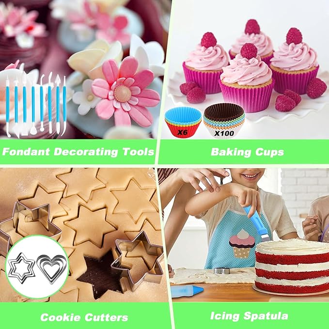 Suuker Cake Decorating Tools Supplies Kit, 236 Pieces Baking Accessories with Storage Case, Frosting Piping Kit, Piping Bags and Tips Set with 36 Numbered Piping Tips, Pastry Bags for Cake