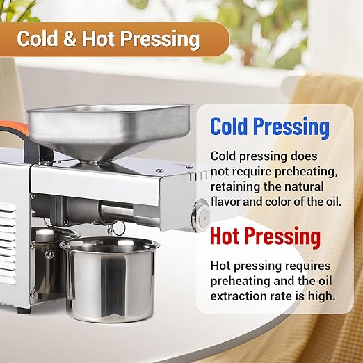 900W Oil Press Machine, Automatic Cold& Hot Electric Oil Press Extractor, 340 Food Stainless Steel,Ideal for Pressing Peanut, Sesame Seeds, Walnut, Almond, Pumpkin, Rapeseed