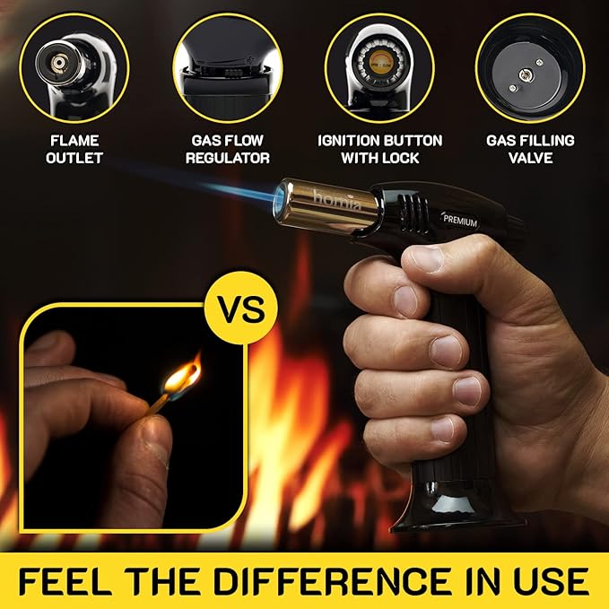 Cocktail Smoker Kit Butane Torch - Premium Quality Wood - Wooden Bar Smoker for Cocktails - Old Fashioned Cocktails, Whiskey or Bourbon, Drinks - Gift for Men