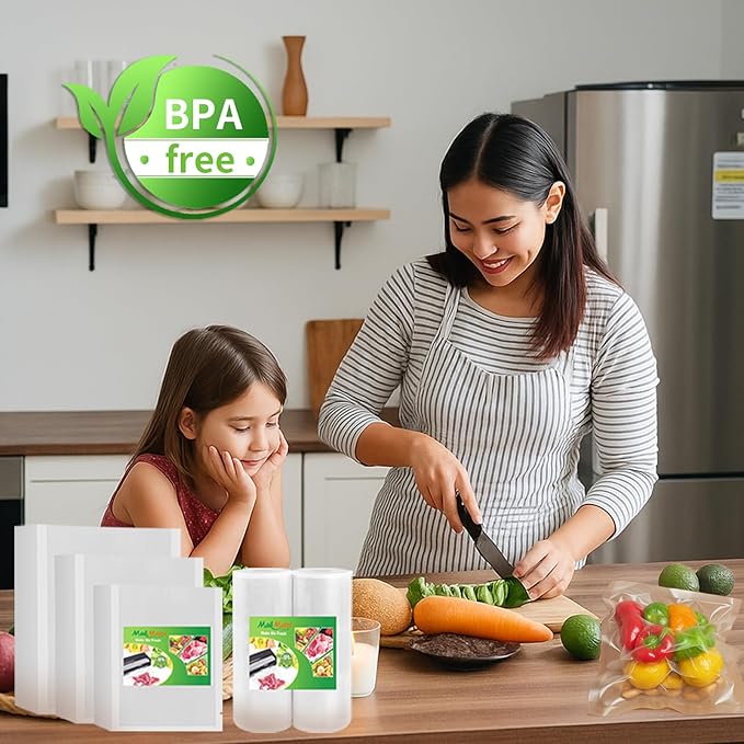 MakMeFre 200 Gallon Size 11" x 16" Vacuum Sealer Bags with BPA Free and Heavy Duty,Great for Food Storage Vaccume Sealer PreCut Bag