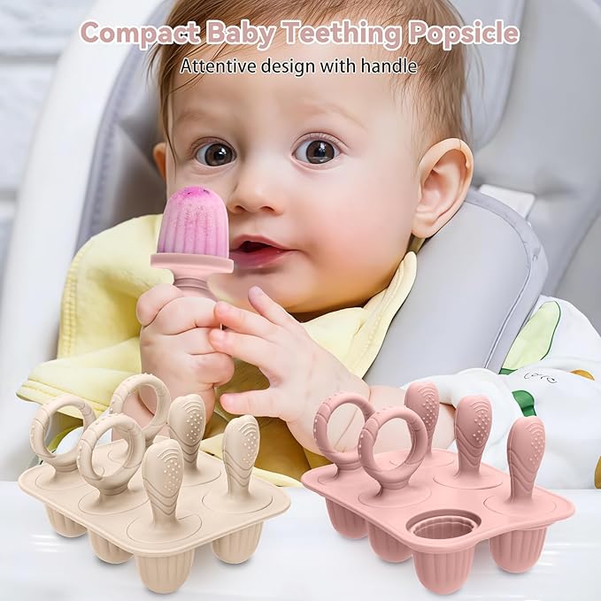 Silicone Toddlers Popsicle Molds with Sticks, 2Packs Mini Popsicles Molds for Baby Breastmilk Popsicle Molds for Teething Relief, Frozen Treats Maker Popsicle Maker Ice Pop Mold for Babies Kids