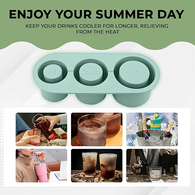 20-40 oz Ice Molds for Stanley Cup - Silicone Ice Cube Tray with Lid and Bin for Chilling Cocktails, Whiskey, Drinks, Coffee - BPA-Free, Easy Fill and Release Ice Maker Tray for Freezer