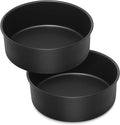 E-far 8 x 3 Inch Cake Pan Set of 2, Nonstick Stainless Steel Round Cake Pans Tin for Baking Birthday Wedding Layer Cakes, Stainless Steel Core & Non-toxic Coating, Deep & Straight Side