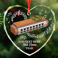 Personalized Harmonica Musical Instrument Glass Ornaments, Harmonica Christmas Tree Ornament 2025, Custom Music Lover Christmas Ornament with Text Name & Year, Keepsake Gift for Music Teacher