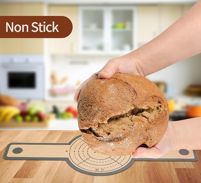 XCZ 2 PCs Silicone Bread Sling Dutch Oven Non-Stick & Easy Clean Reusable Silicone Bread Baking Mat. With Extra Long Handles Bread Baking Sheet Liner