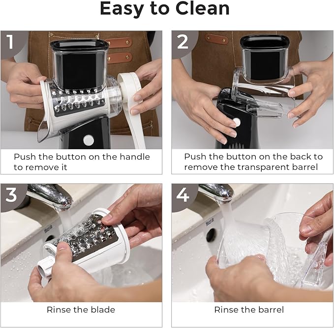 X Home 5-in-1 Rotary Cheese Grater for Kitchen, Upgraded Hand Crank Shredder with Stronger Suction Base & Multifunctional Drum Blades, for Cheese, Vegetables and Nuts, Easy to Use and Clean, Black