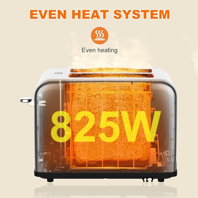 2 Slice Toaster Touch Screen, Stainless Steel Toasters Digital Timer 2 Slot Toasters, 8 Shade Settings 6 Bread Types for Bagel, Cancel, Defrost (Red)