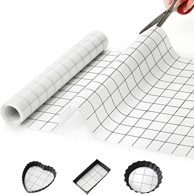Silicone Baking Mat Roll, 12 In x 8 FT Non-Stick Grid Pastry Mat Free Cutting, Heat Resistant Food Grade Counter Mat, Air Fryer Liner for Pizza, biscuit, Pie Crust