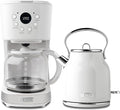 HADEN Coffee Machine, 12 Cup Drip Coffee Maker Bundled with Heritage 1.7 Liter Stainless Steel Electric Kettle, Ivory & Chrome