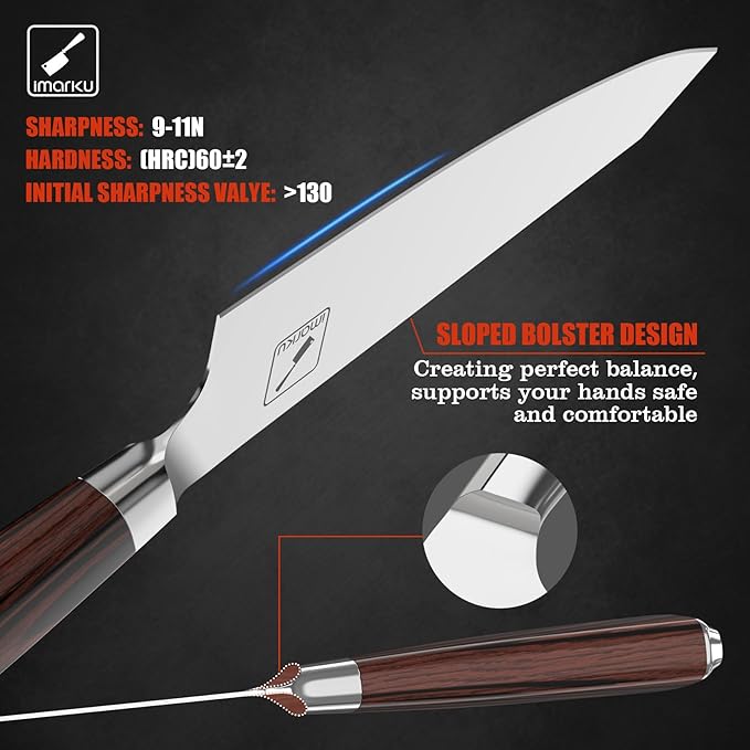 imarku Japanese Chef Knife, 8 Inch Damascus Kitchen Knife, Chef's Knives with Unique Design Wood Handle, Powder Steel Forged Super Sharp Knife With Gift Box, Birthday Gift&Christmas Gift for Families