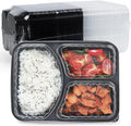 Food Containers Reusable 40 Pack 38oz - Shrink Wrap Leakproof | Portion Control Leftover Plastic Container with Lid | BPA Free Freezer & Microwave Safe Meal Prep | 3 Compartment Takeout Boxes