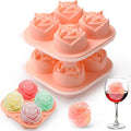 Whiskey Ice Cubes Mold,Rose Gift Ball Ice Maker Mold,8 Ice,Fun Shapes 2in,Silicone Ice Cube Tray for Birthday Christmas Party,Fun Accessories for Gift,Rose Ice Cube Mold for Cocktails,Bourbon