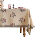 ISAENNE Designer Linen Light Beige Extra Long Table Cloth Rectangle,French Colorful Floral Tablecloth,Stain Resistant Decor Tablecloths for Dining Thanksgiving Kitchen,67"*118"-Helena E