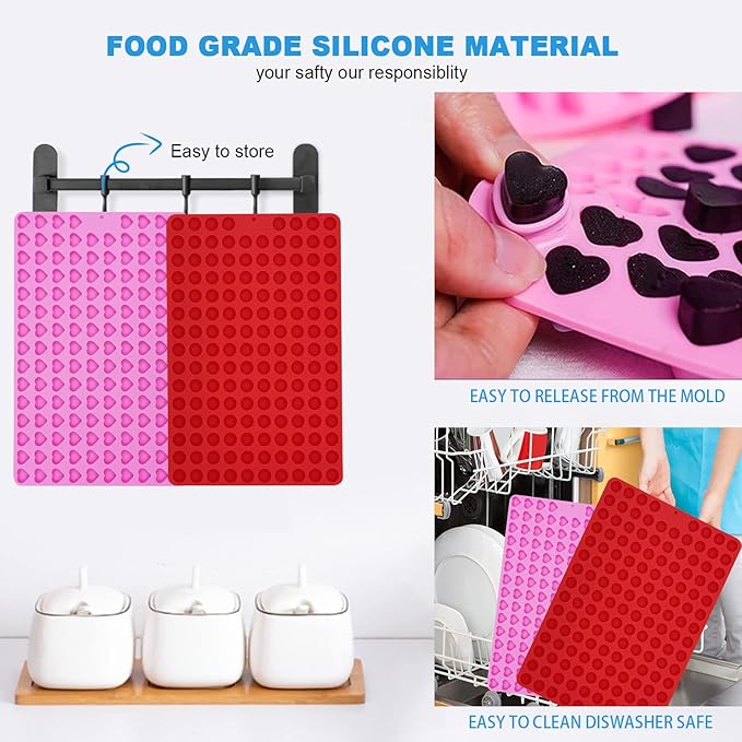 Mini Heart And Round Silicone Mold, Dog Treat Molds, Non-Stick Gummy Mold for Chocolate, Fondant, Candy, Biscuits, Cookie, Jelly and Dog Training Commands Concept (Loving heart/Half sphere)
