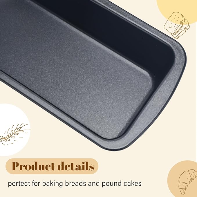 Patelai 4 Pack Small Loaf Pans for Baking Bread Non Stick Bread Pan Rectangle Baking Tray Toast Mold(Black,7.2 x 3.7 Inch)