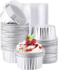 EUSOAR Foil Ramekins with Lids, 5oz 100pcs Aluminum Foil Cupcake Liners, Muffin Liners Cups with Lids, Cupcake Baking Cups Holders Cases Boxes Pans
