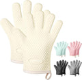 MAD SHARK Silicone Oven Mitts Heat Resistant 450 Degrees,Waterproof & Non-Slip Oven Gloves with Fingers,Cotton Lined Silicone Oven Gloves Kitchen Mitts for Baking Cooking Barbecue,Women,Oven (White)
