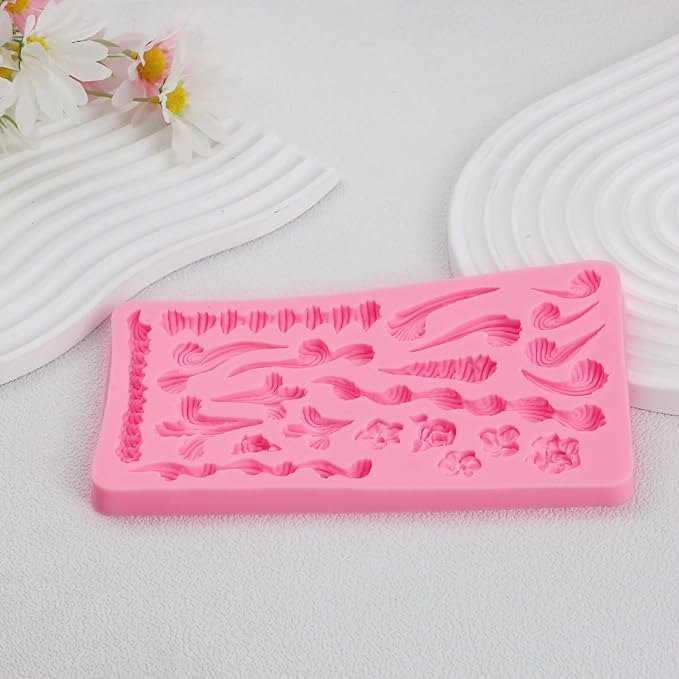 Large Flower Whipped Cream Shape Chocolate Silicone Mold, Lambeth Cake Decoration Fondant Mold, for Wedding, Bridal Shower Cookies, Muffins, Mousse, Butter, Flower Paste, Marzipan, Clay, Resin