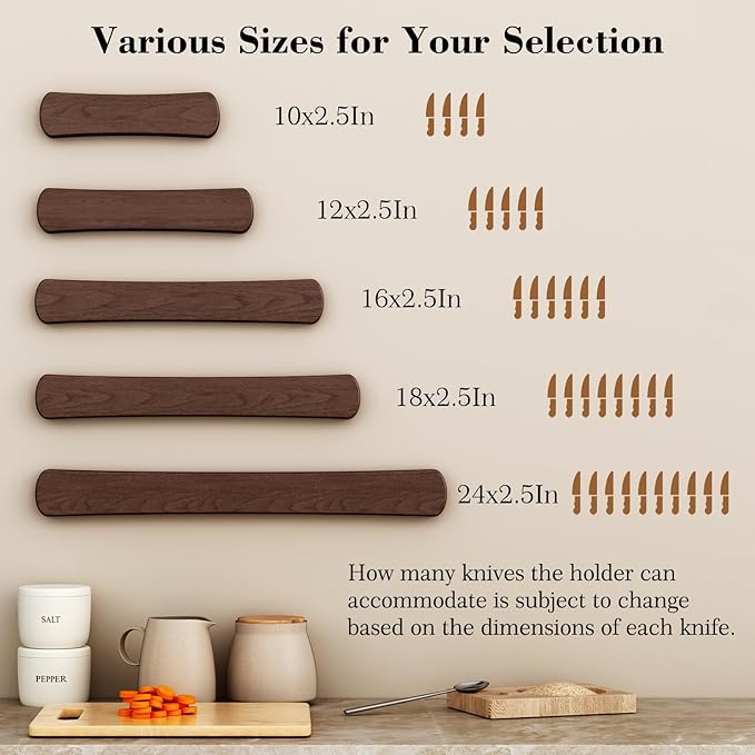 Magnetic Knife Holder for Wall, 24 Inch Extra Large Wood Knife Strip with Strong Magnetism, Space Saver Organizer for Farmhouse/Restaurant Kitchen, Housewarming Gifts