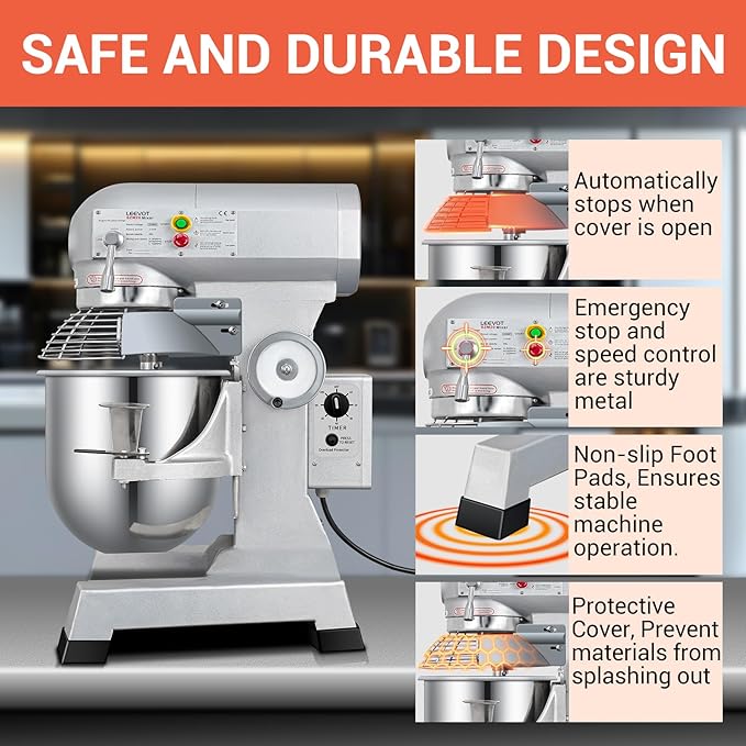 20 QT Stand Mixer, Commercial Industrial Grade Kitchen Electric Food Mixer with Stainless Steel Bowl, 3 Types of Mixing Tools, Built for Professional Baking: Effortlessly Handles Large Recipes