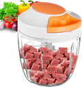 Manual Food Processor Vegetable Chopper, Portable Hand Pull String Garlic Mincer Onion Cutter for Veggies, Ginger, Fruits, Nuts, Herbs, etc., 900ml