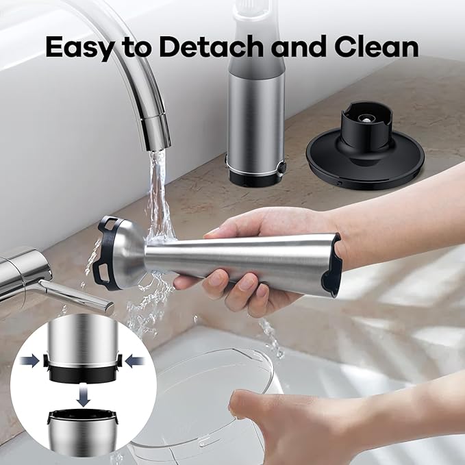 Immersion Blender handheld Powerful 1000W 5 in 1 Hand Blender Corded Hand Mixer Heavy-Duty Stainless Steel Blades Handheld Blender with Milk Frother, Egg Whisk, 600ml Beaker, 500ml Chopper