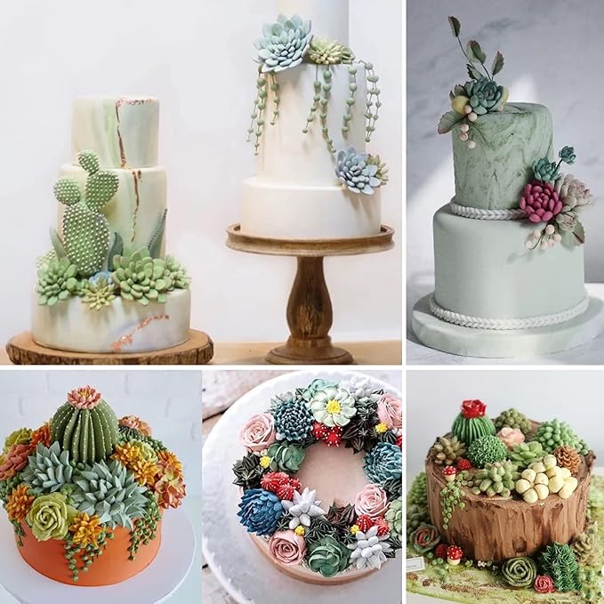 Succulent Fondant Molds, Tropical Plant Cake Decorating Mold for Baking Candy Chocolate Mousse Biscuit Dough Flower Paste Massecuite Sugar Craft Clay Resin